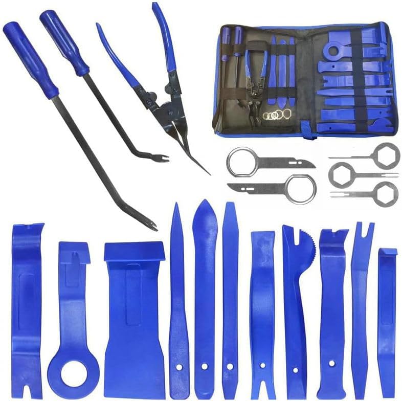 AgClover 19 Pcs Trim Removal Tool Set, Car Panel Door Audio Trim Removal Tool Kit for Automotive Auto Clip Pliers Fastener Remover Nylon Tool Set - Image 1